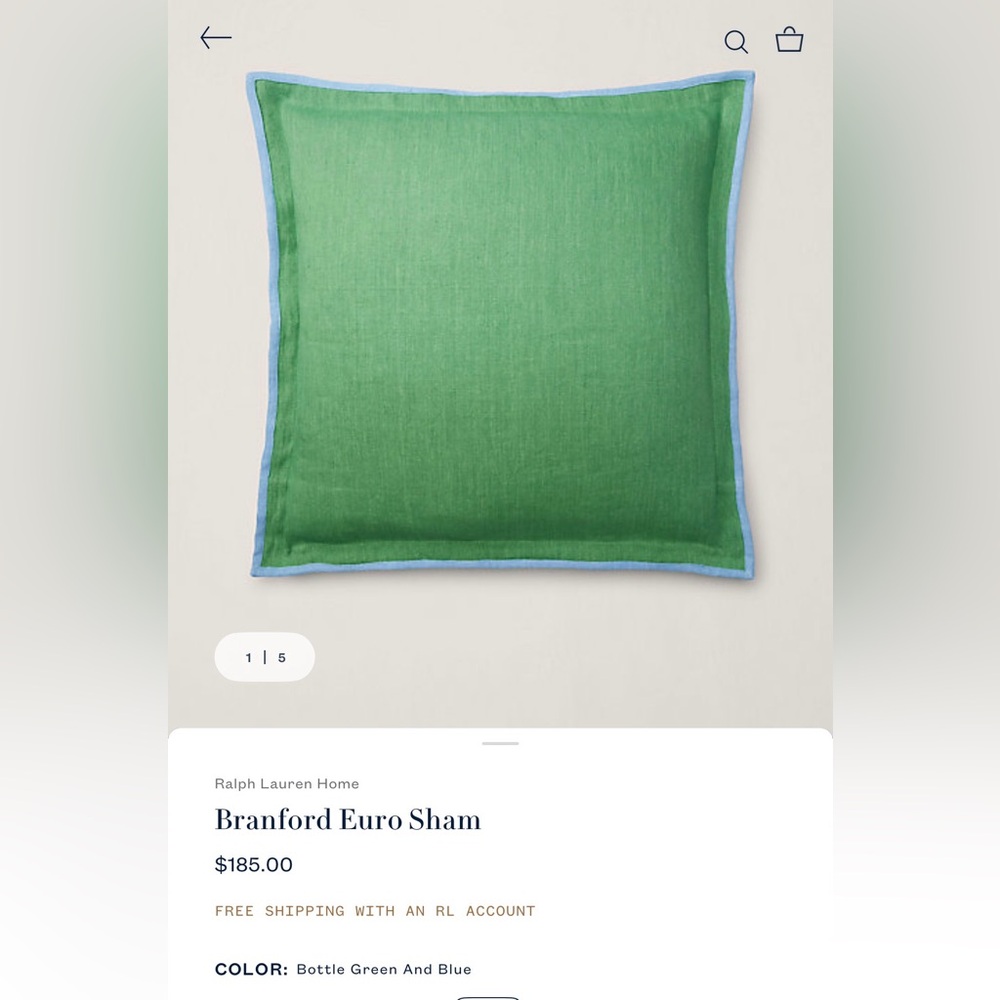 2 Ralph Lauren Green Euro Sham